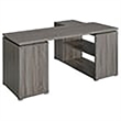 Pemberly Row Contemporary Wood L Shape Writing Desk in Weathered Gray/Silver
