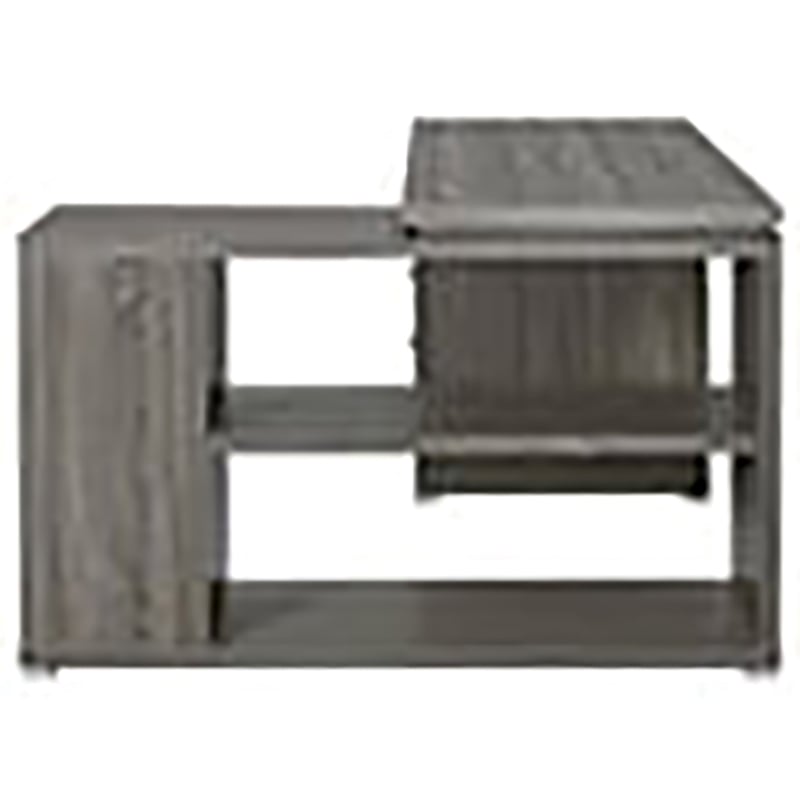 Pemberly Row Contemporary Wood L Shape Writing Desk in Weathered Gray/Silver