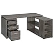 Pemberly Row Contemporary Wood L Shape Writing Desk in Weathered Gray/Silver