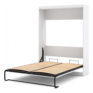 Pemberly Row Queen Size Wall Bed in Engineered Wood - White - Easy Assembly