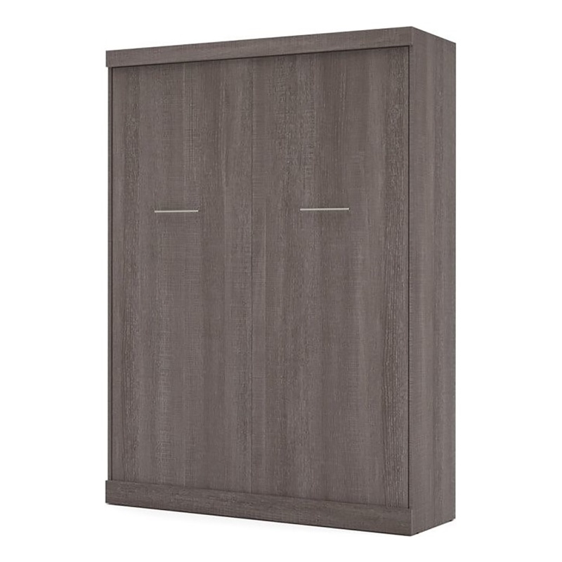 Pemberly Row Queen Size Wall Bed in Gray Engineered Wood - Easy Assembly