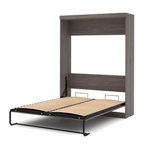 Pemberly Row Queen Size Wall Bed in Gray Engineered Wood - Easy Assembly