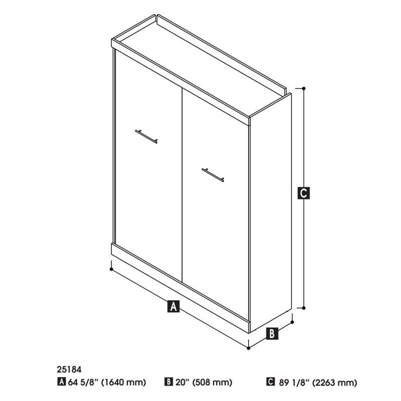 Pemberly Row Queen Size Wall Bed in Gray Engineered Wood - Easy Assembly