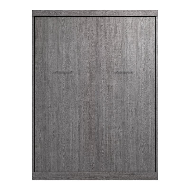 Pemberly Row Queen Size Wall Bed in Gray Engineered Wood - Easy Assembly