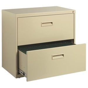 Pemberly Row 2 Drawers Lateral Beige Metal Filing Cabinet Pre-assembled