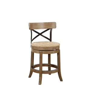 Pemberly Row 24.25&quot Wood Swivel Counter Stool in Wheat Wire-Brush Natural