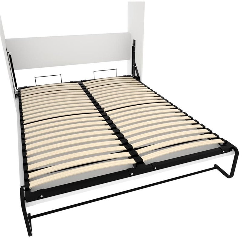 Pemberly Row Queen Size Wall Bed in White Wood - Easy Assembly