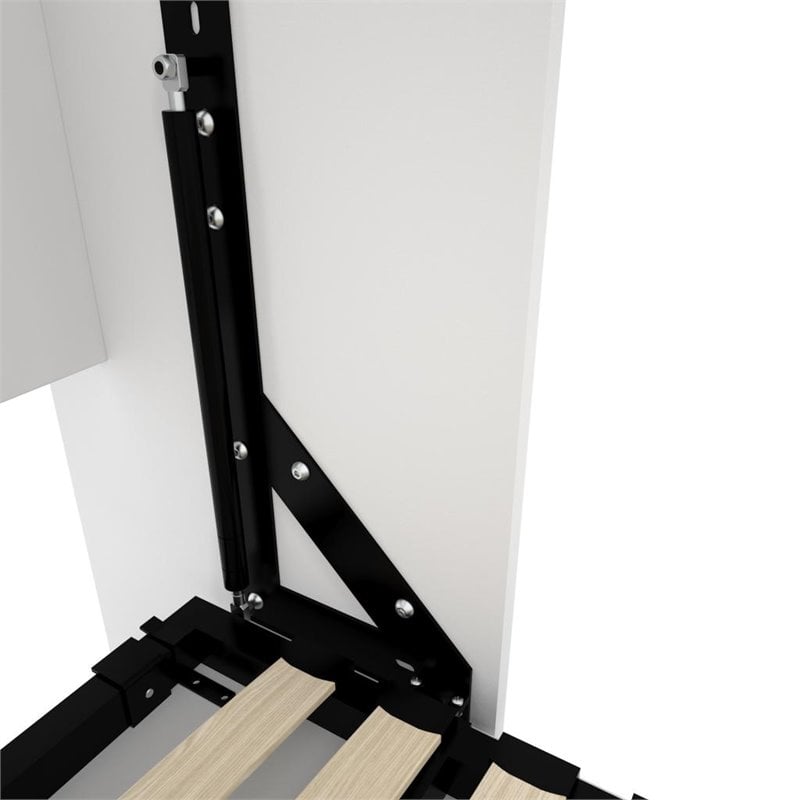 Pemberly Row Queen Size Wall Bed in White Wood - Easy Assembly