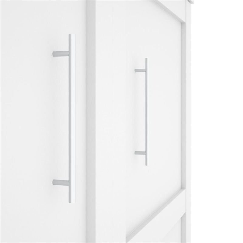 Pemberly Row Queen Size Wall Bed in White Wood - Easy Assembly