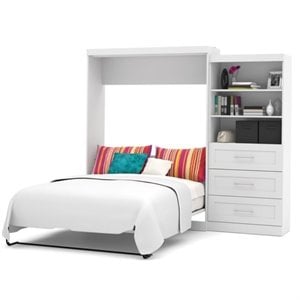 Pemberly Row Queen Wall Bed with Storage in White