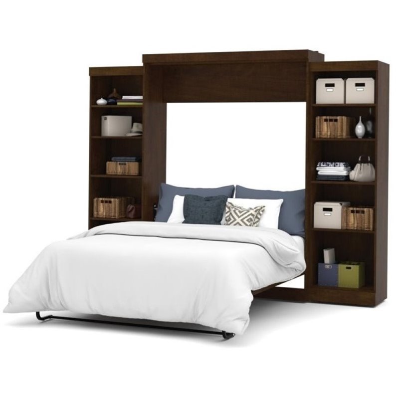 Pemberly Row Queen Wall Bed with Storage in Chocolate Cymax Business