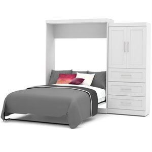 Pemberly Row Queen Wall Bed with Storage in White