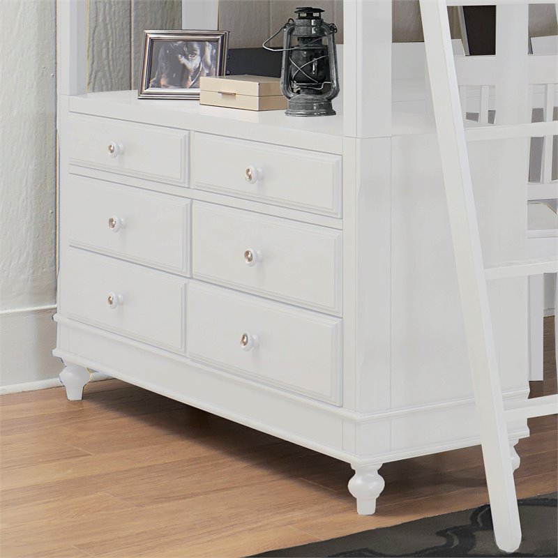 pemberly row full loft bed with desk in white