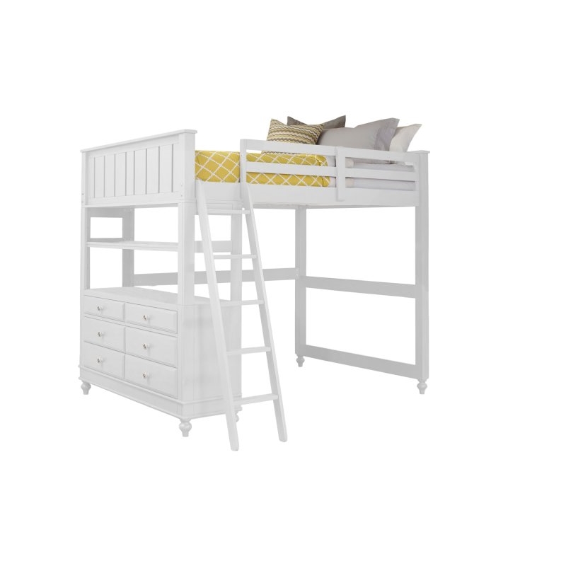 pemberly row full loft bed with desk in white