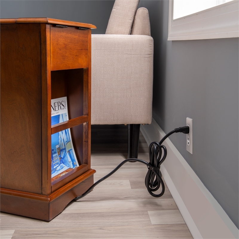 Pemberly Row 1 Door Transitional Wood End Table in Hazelnut Brown
