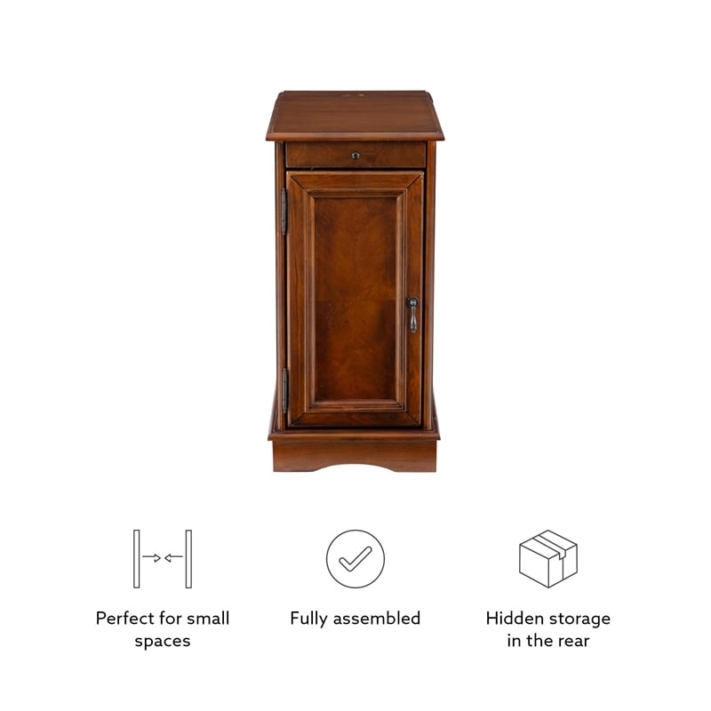 Pemberly Row 1 Door Transitional Wood End Table in Hazelnut Brown