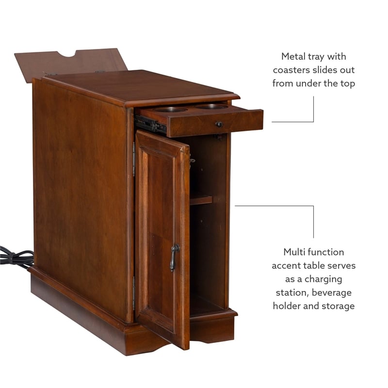 Pemberly Row 1 Door Transitional Wood End Table in Hazelnut Brown