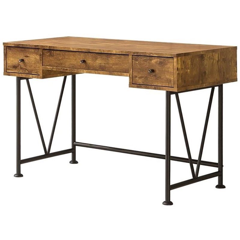 Pemberly Row 3 Drawer Writing Desk in Antique Nutmeg and Black