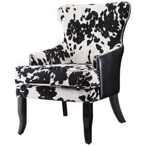 pemberly row cowhide print accent chair in black and white