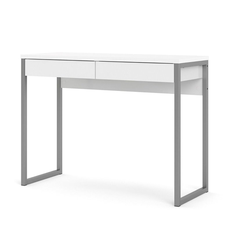 Pemberly Row 2 Drawer Computer Desk In White High Gloss Pr 1439731