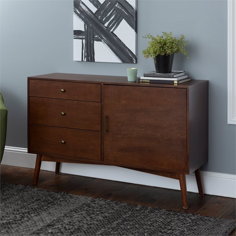 Pemberly Row Mid-Century Wood TV Stand for TVs up to 52