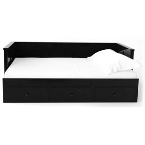 pemberly row full panel storage daybed in black