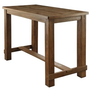 Pemberly Row Rustic Wood Rectangle Pub Table in Natural