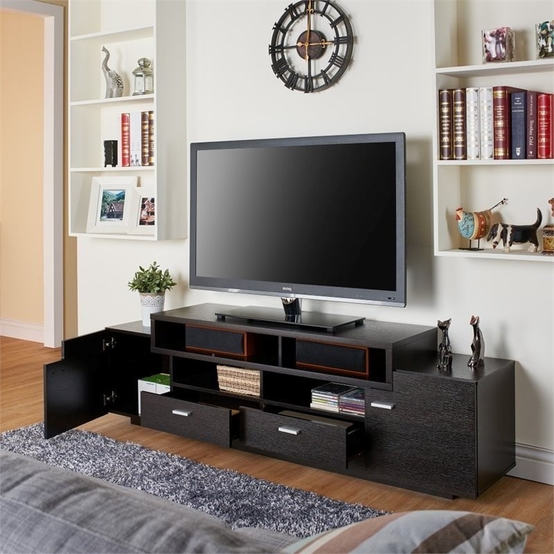 Pemberly Row Contemporary Wood TV Stand for TVs up to 72