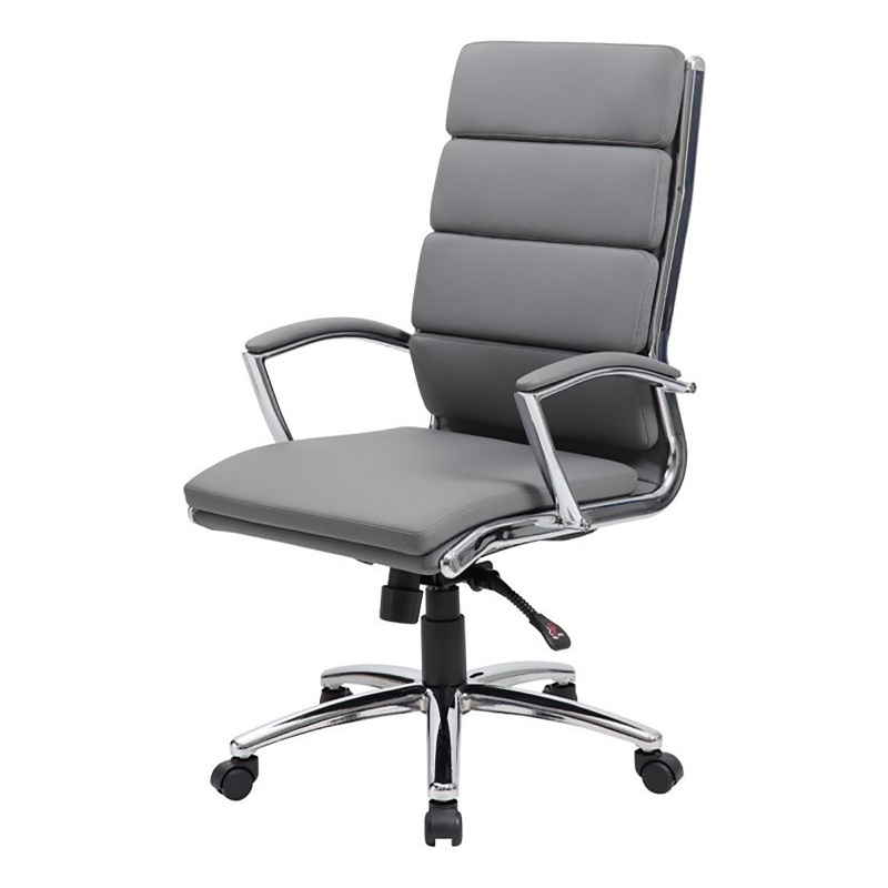 Pemberly Row Modern Faux Leather/Fabric Swivel Executive Chair in Gray