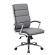 Pemberly Row Modern Faux Leather/Fabric Swivel Executive Chair in Gray