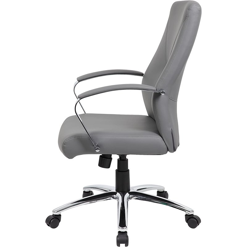 Pemberly Row Modern Faux Leather Upholstered Swivel Executive Chair in Gray