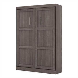 Pemberly Row Convenience Modern Wood Full Wall Bed in Bark Gray