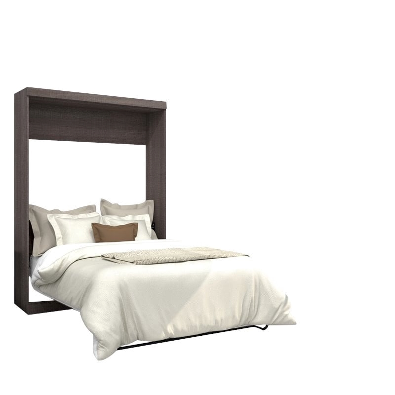 Pemberly Row Convenience Modern Wood Full Wall Bed in Bark Gray