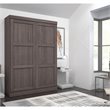 Pemberly Row Convenience Modern Wood Full Wall Bed in Bark Gray