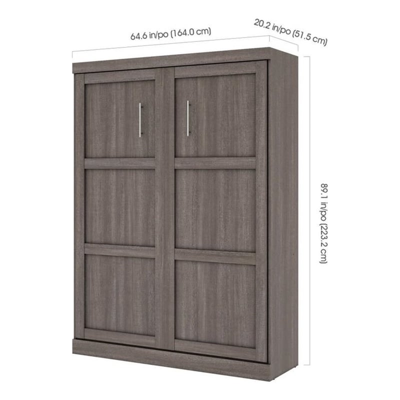 Pemberly Row Queen Size Wall Bed in Wood in Gray - Easy Assembly