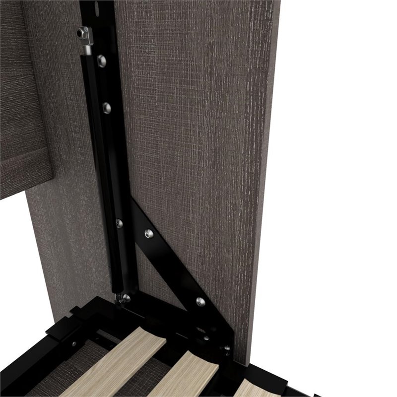 Pemberly Row Queen Size Wall Bed in Wood in Gray - Easy Assembly