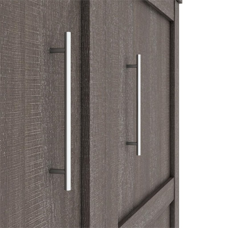 Pemberly Row Queen Size Wall Bed in Wood in Gray - Easy Assembly