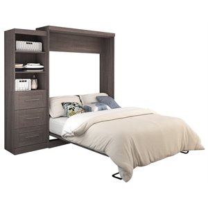 Pemberly Row 90&quot Queen Wall Bed in Bark Gray
