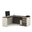 Pemberly Row L Shaped Computer Desk in White Chocolate and Antigua