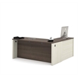 Pemberly Row L Shaped Computer Desk in White Chocolate and Antigua