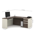 Pemberly Row L Shaped Computer Desk in White Chocolate and Antigua