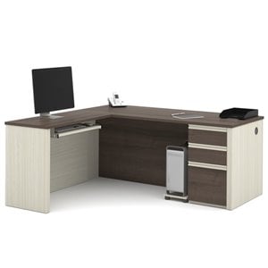 pemberly row l shaped computer desk in white chocolate and antigua