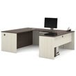 Pemberly Row U Shaped Computer Desk in White Chocolate and Antigua