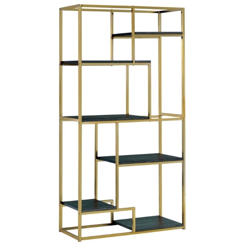 Pemberly Row 6 Shelf Bookcase in Champagne