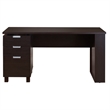 Pemberly Row Modern 3-Drawer Wood Writing Desk with Built in Espresso