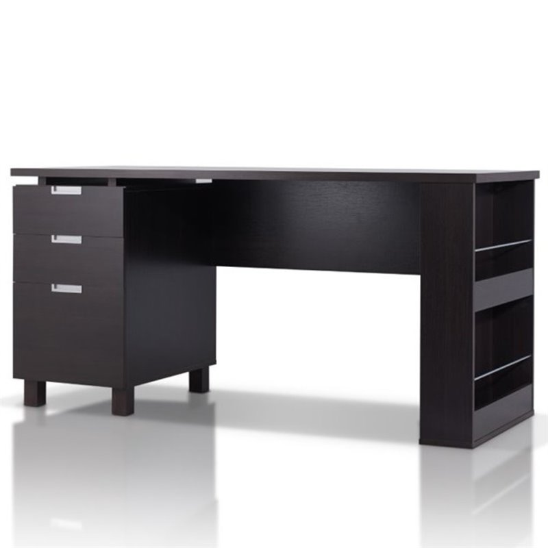 Pemberly Row Home Office Writing Desk With Built In Filing Cabinet