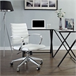 Pemberly Row Modern Vinyl/Aluminum Mid Back Office Chair in White