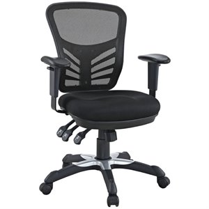 Pemberly Row Mesh Back Office Swivel Chair in Black
