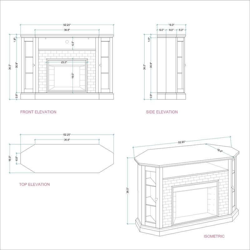 Pemberly Row Corner LED Fireplace 50