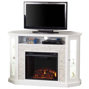 pemberly row corner led fireplace tv stand in white